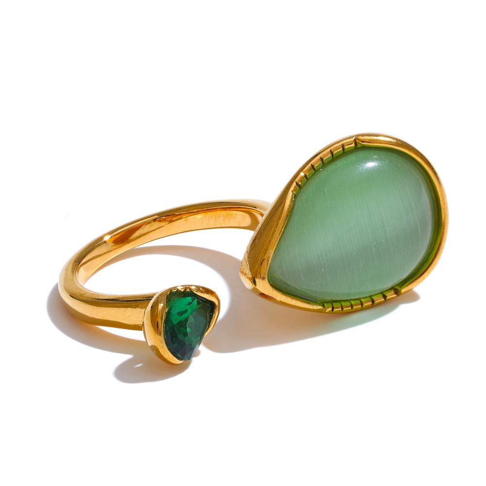 Yhpup Arrival Green Natural Stone Zirconia Water Drop Geometric Golden Ring for Women Stainless Steel Stylish Jewelry Gift 7
Yhpup Arrival Green Natural Stone Zirconia Water Drop Geometric Golden Ring for Women Stainless Steel Stylish Jewelry Gift 7