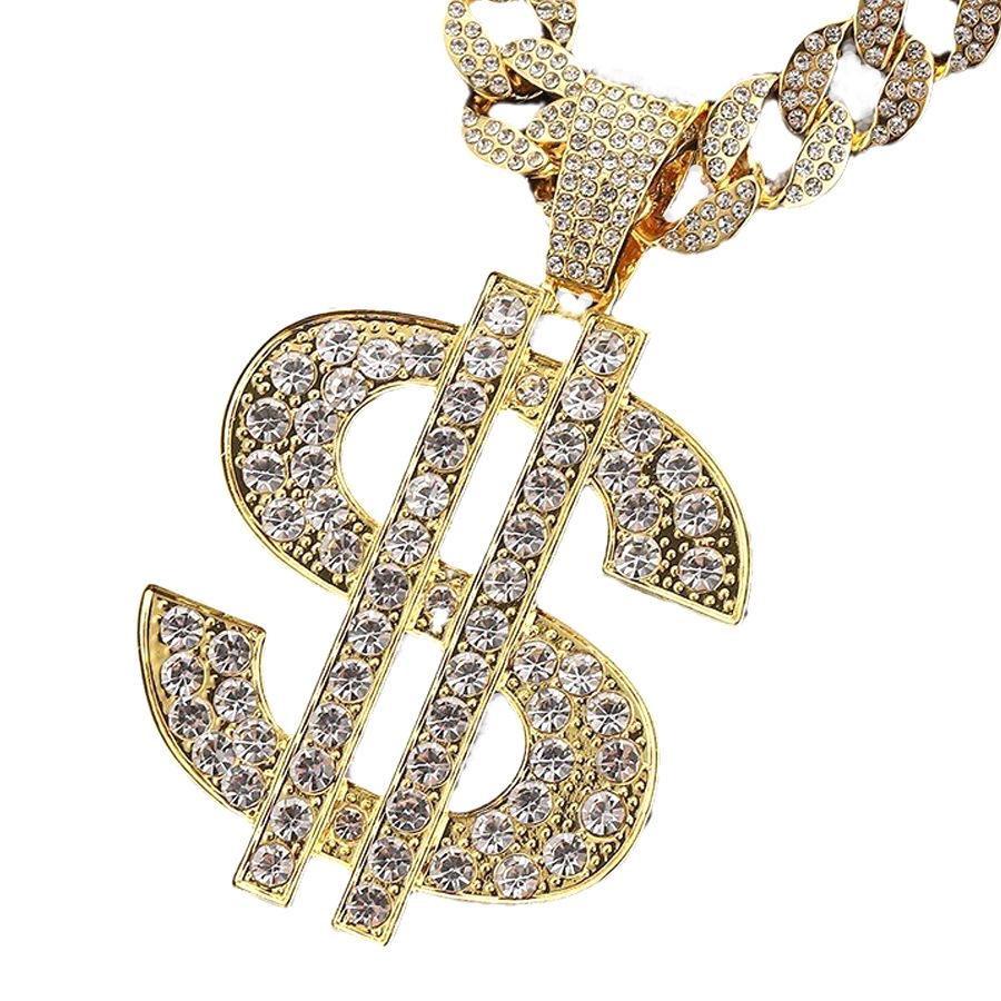 Exaggerated US Dollar Sign Hip Hop Necklace with Diamond Inlays - Trendy Alloy Pendant for Men
Exaggerated US Dollar Sign Hip Hop Necklace with Diamond Inlays - Trendy Alloy Pendant for Men