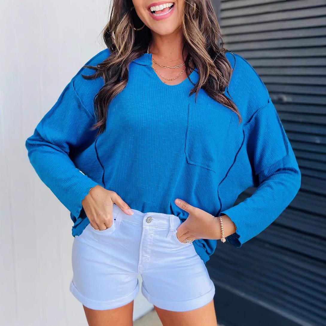 Shiying Autumn V-neck Long Sleeve Loose Knit Sweater with Pockets - European & American Casual Style for Women M
Shiying Autumn V-neck Long Sleeve Loose Knit Sweater with Pockets - European & American Casual Style for Women M