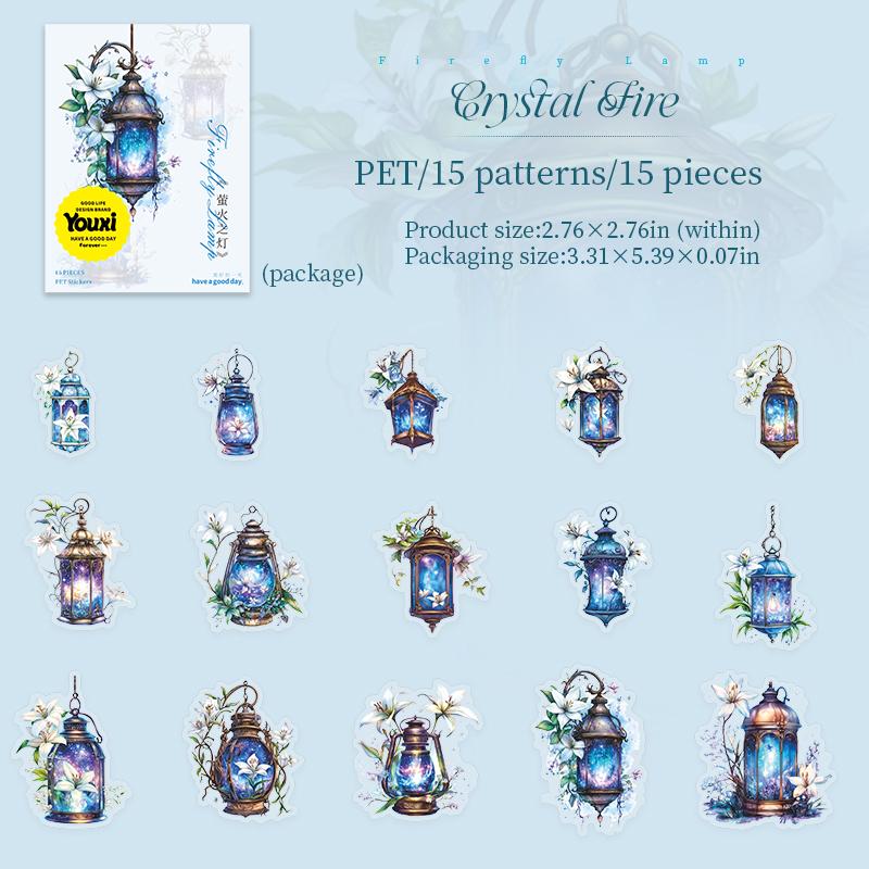 15pcs Retro Firefly Lamp PET Sticker Pack DIY Decoration Collage Handbook Scrapbooking Journal Stickers Aesthetic Stationery
15pcs Retro Firefly Lamp PET Sticker Pack DIY Decoration Collage Handbook Scrapbooking Journal Stickers Aesthetic Stationery
