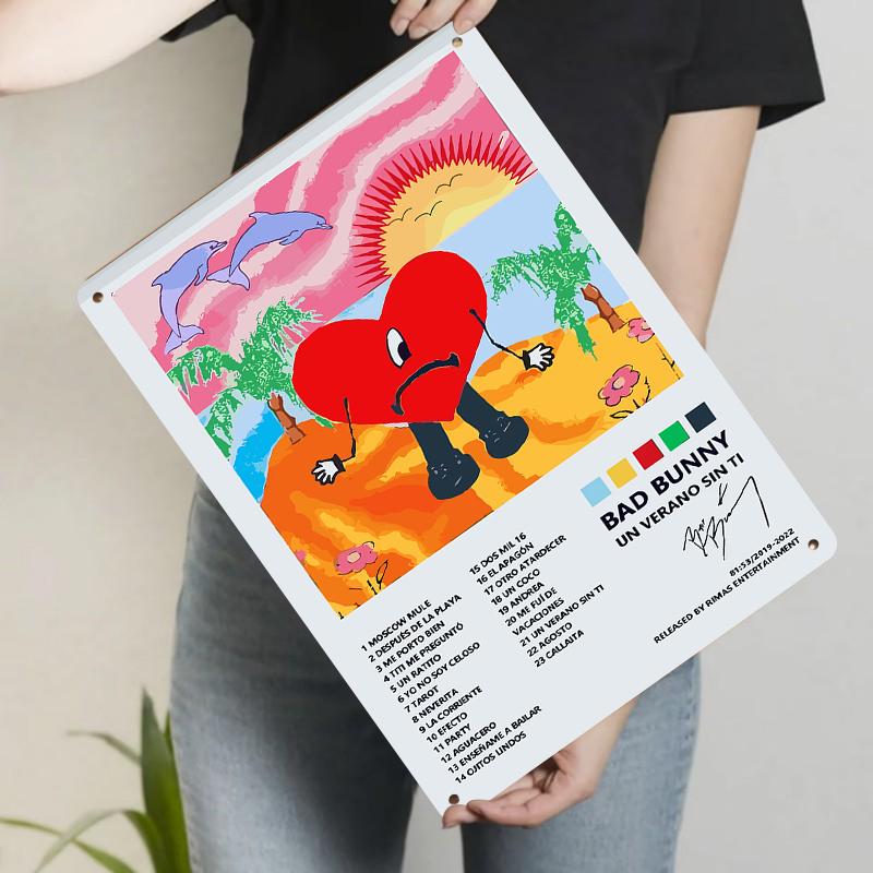 Bad Bunny Un Verano Sin Ti Album Cover Metal Wall Art Decor for Music Fans Room Decorations 20x30cm(7.8x11.8inch)
Bad Bunny Un Verano Sin Ti Album Cover Metal Wall Art Decor for Music Fans Room Decorations 20x30cm(7.8x11.8inch)