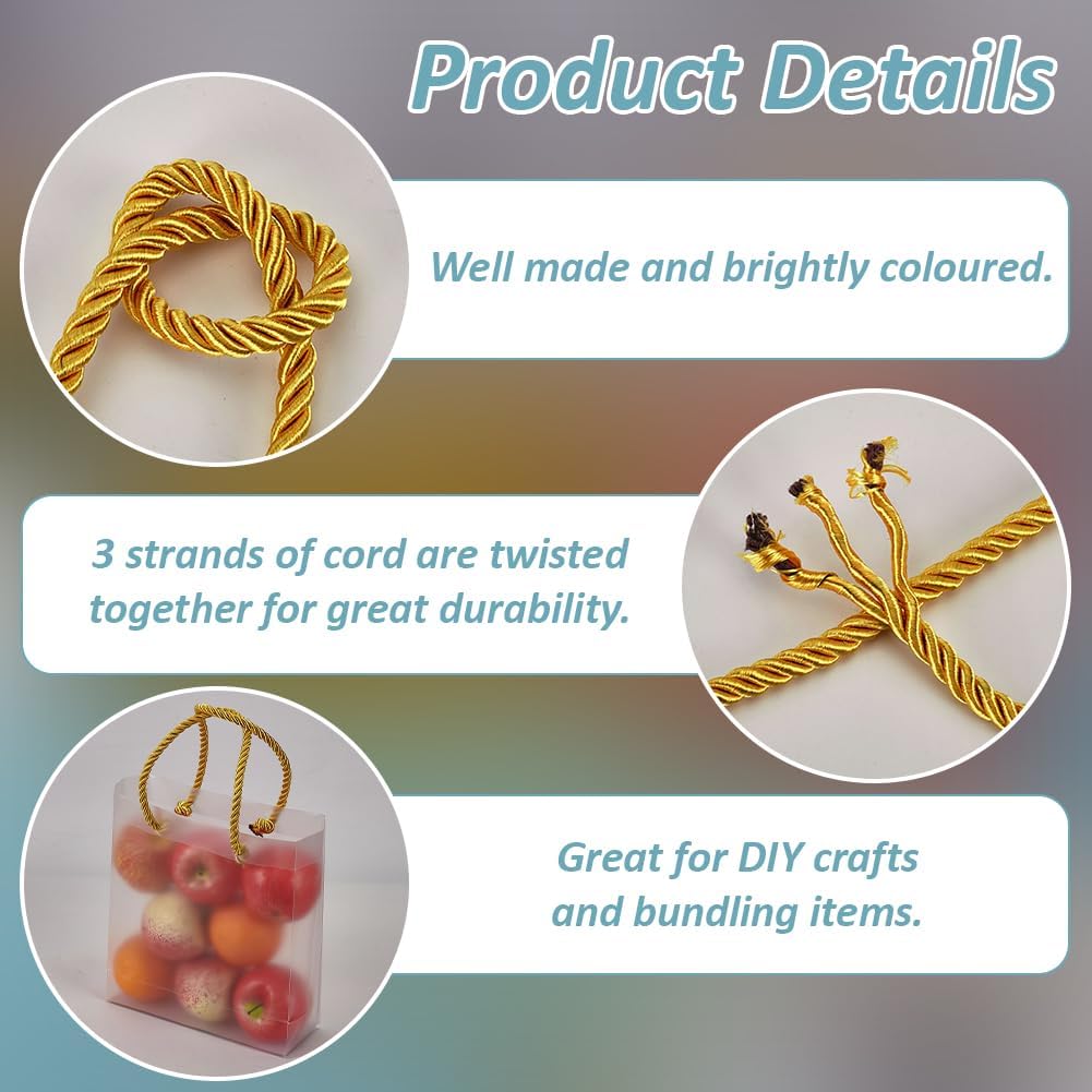 FINGERINSPIRE 21.87 Yards 8mm Twisted Cord Rope Trim 3-Ply Polyester Twisted Cord Gold Decorative Rope Twisted Cord Thread String Cord for Home
FINGERINSPIRE 21.87 Yards 8mm Twisted Cord Rope Trim 3-Ply Polyester Twisted Cord Gold Decorative Rope Twisted Cord Thread String Cord for Home
