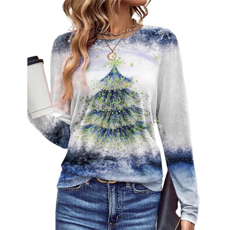 Топы для женщин, 3D-синий блестящий кипарисовый принт, футболка с круглым вырезом и длинными рукавами, осенний повседневный женский топ с длинными рукавами на Рождество
Топы для женщин, 3D-синий блестящий кипарисовый принт, футболка с круглым вырезом и длинными рукавами, осенний повседневный женский топ с длинными рукавами на Рождество