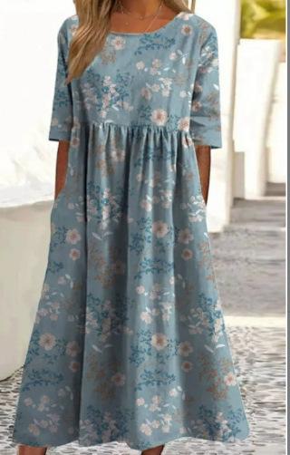 Up and down splicing pocket code printing large wide dress source factory approval L
Up and down splicing pocket code printing large wide dress source factory approval L