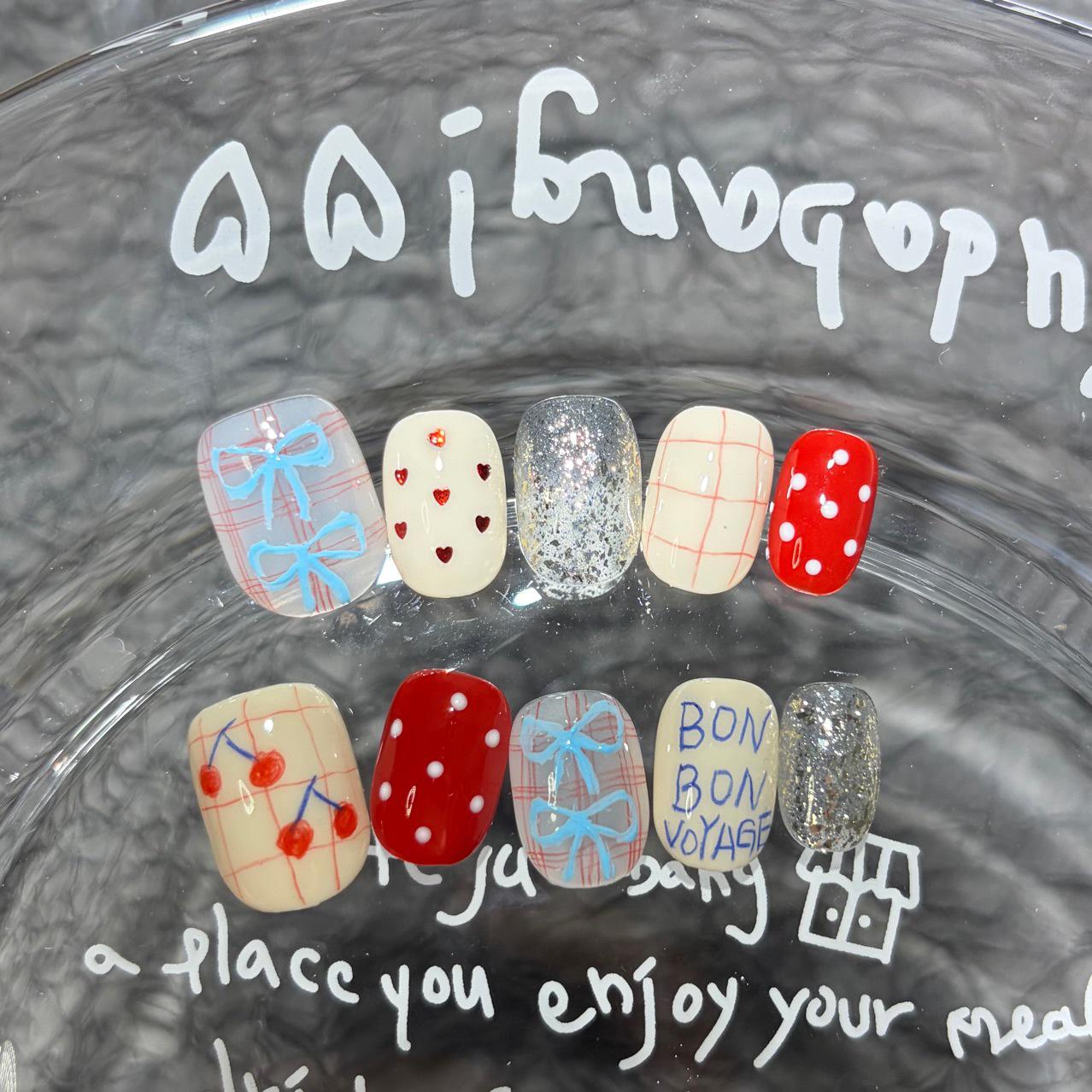 Hand-painted Cherry Bowknot Press-on Nails - Handmade High-end Short Manicure Model M
Hand-painted Cherry Bowknot Press-on Nails - Handmade High-end Short Manicure Model M