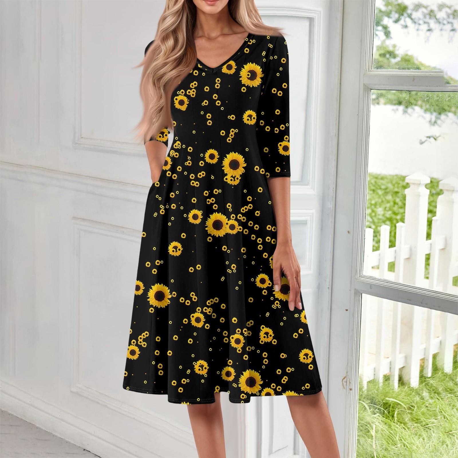 Women s Casual Fashion V Neck Three Quarter Sleeve Print Midi Dress XL жовтий
Women s Casual Fashion V Neck Three Quarter Sleeve Print Midi Dress XL жовтий