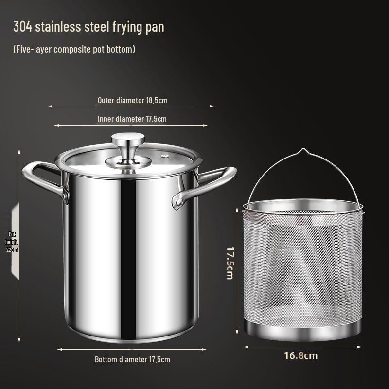 Stainless Steel Frying Pot with Filter & Frying Basket - Deepened Tempura and Soup Pot, 304 Household Grade Frying Chopsticks (36cm)
Stainless Steel Frying Pot with Filter & Frying Basket - Deepened Tempura and Soup Pot, 304 Household Grade Frying Chopsticks (36cm)