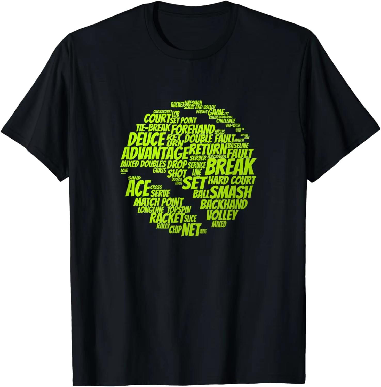 Summer Mens Black Tennis Terminology Letter Print Tennis Player Playing Tennis Round Neck Tshirt Outdoor Short Sleeved Shirt 4XL
Summer Mens Black Tennis Terminology Letter Print Tennis Player Playing Tennis Round Neck Tshirt Outdoor Short Sleeved Shirt 4XL