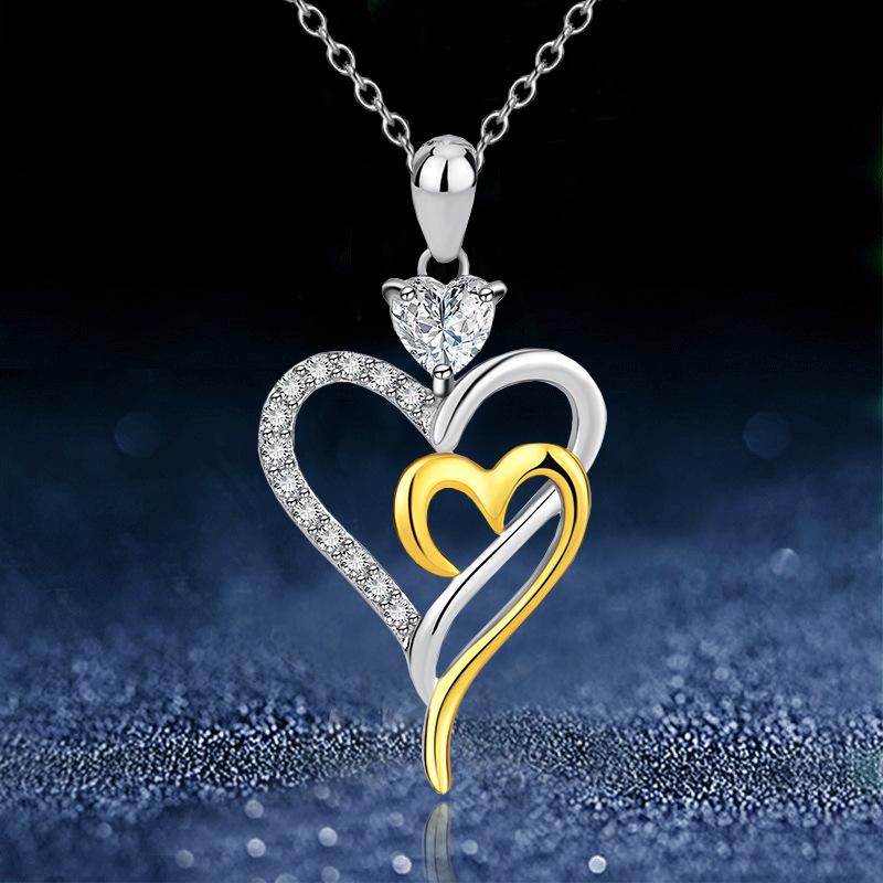 New Fashion Personalized Two-Color Gold-Plated Double Love Necklace Women s Diamond-Embedded Heart-Shaped Diamond Pendant
New Fashion Personalized Two-Color Gold-Plated Double Love Necklace Women s Diamond-Embedded Heart-Shaped Diamond Pendant