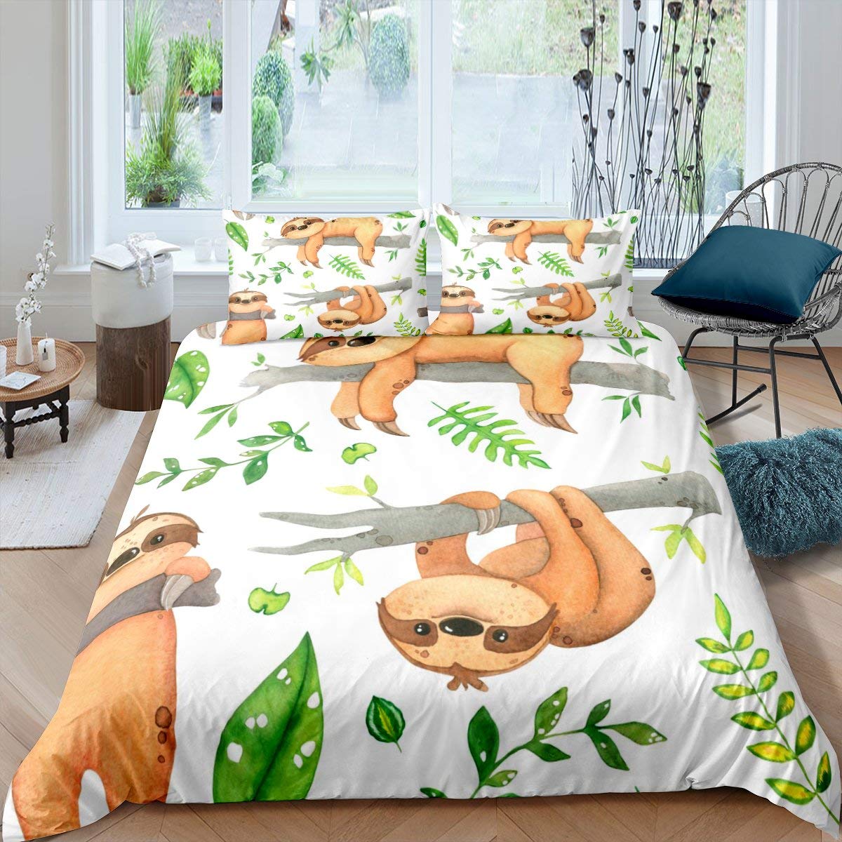 Sloth Duvet Cover Set Cute Sleeping Sloth Cartoon Animal Pattern Bedding Set For Kids Toddler Double King Quilt Cover EU Single(135*200cm)3pcs
Sloth Duvet Cover Set Cute Sleeping Sloth Cartoon Animal Pattern Bedding Set For Kids Toddler Double King Quilt Cover EU Single(135*200cm)3pcs