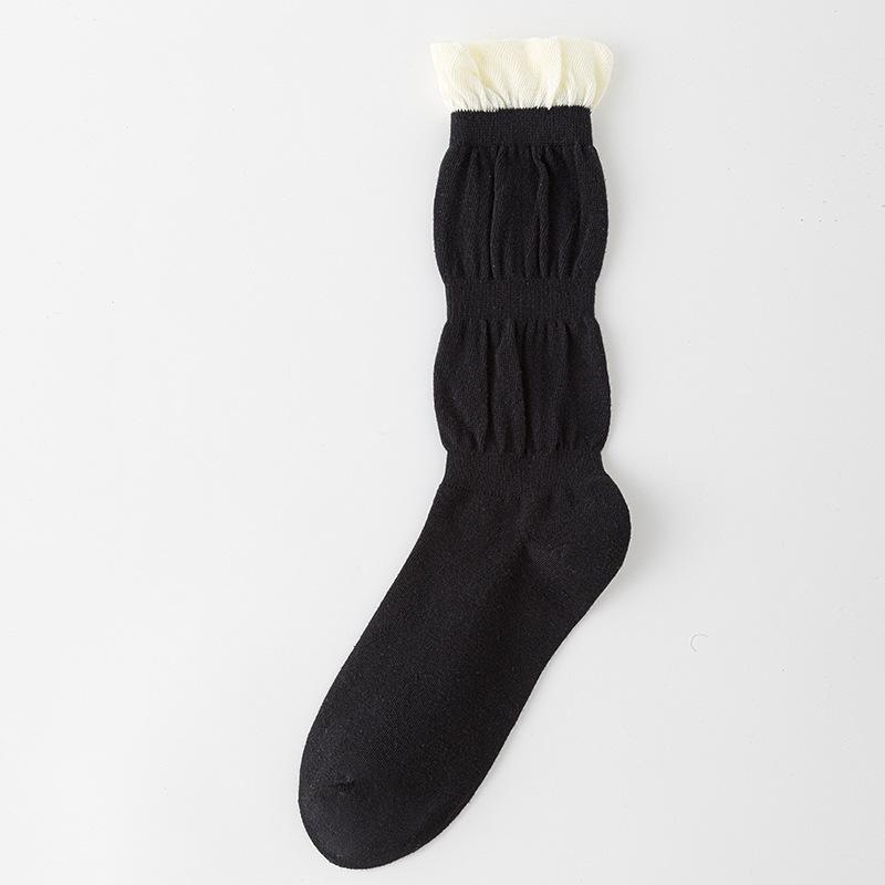 Женские весенне-осенние универсальные однотонные хлопковые носки с ажурной отделкой 1 pair чёрный
Женские весенне-осенние универсальные однотонные хлопковые носки с ажурной отделкой 1 pair чёрный