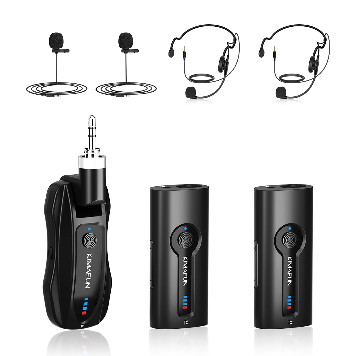 Wireless microphone for 2 people KIMAFUN wireless headset and lavalier lapel microphone Can be used by 2 people at the same time External clip
Wireless microphone for 2 people KIMAFUN wireless headset and lavalier lapel microphone Can be used by 2 people at the same time External clip