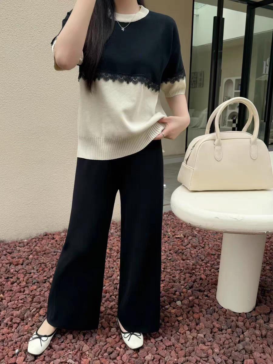 Summer Crochet Lace Patchwork Knit Set: Korean Style Short Sleeve Round Neck Pullover One Size чорний
Summer Crochet Lace Patchwork Knit Set: Korean Style Short Sleeve Round Neck Pullover One Size чорний