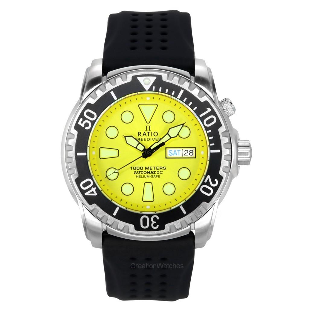Ratio FreeDiver Version 03 Helium Safe 1000M Automatic Yellow Dial 1068HA90-34VA-YLW-V03 Men s Watch жовтий
Ratio FreeDiver Version 03 Helium Safe 1000M Automatic Yellow Dial 1068HA90-34VA-YLW-V03 Men s Watch жовтий