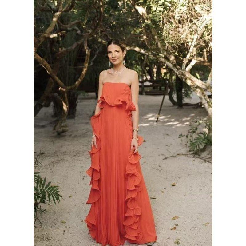 European and American Women s Clothing Summer New Arrival Wind Pleated Wrapped Chest Swing Dress Orange XL
European and American Women s Clothing Summer New Arrival Wind Pleated Wrapped Chest Swing Dress Orange XL