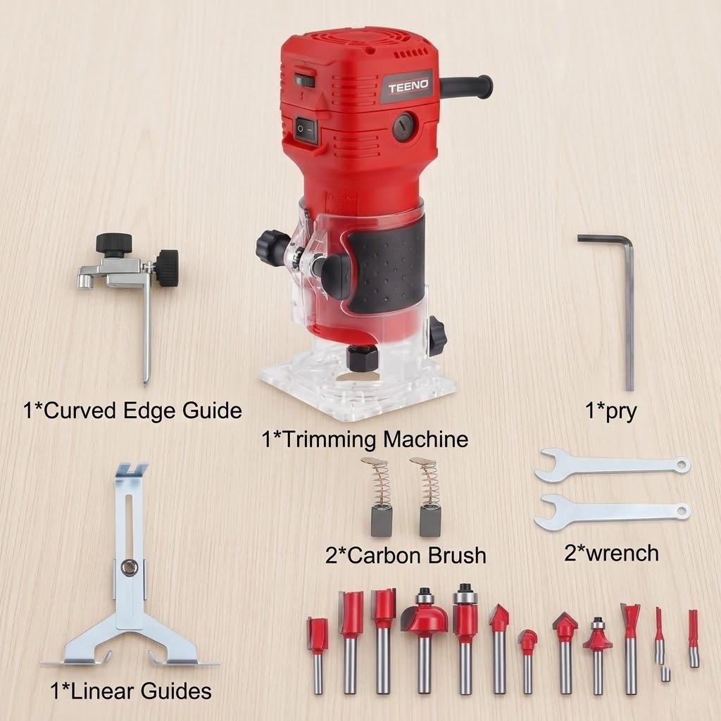 650W Wood Router 32000RPM Electric Hand Trimmer 1 4 Shank 12Pcs Router Bits Set 6 Speed Compact Milling Machine червоний
650W Wood Router 32000RPM Electric Hand Trimmer 1 4 Shank 12Pcs Router Bits Set 6 Speed Compact Milling Machine червоний