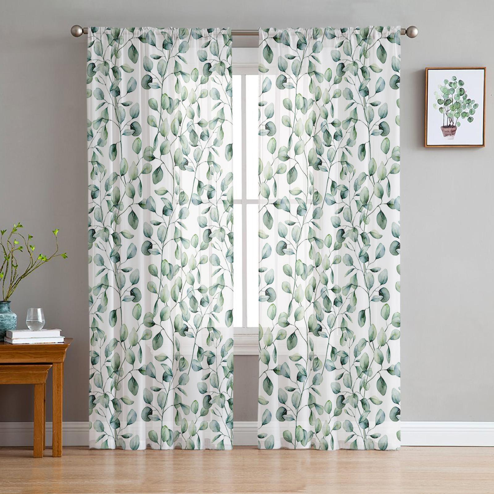 Green Leaf Eucalyptus Plant Tulle Voile Drapes For Bedroom Space Window Opening Drape For Living Room Translucent Drapes Shades Organza Curtains 1 PCS W100XH250cm&Grommet Top
Green Leaf Eucalyptus Plant Tulle Voile Drapes For Bedroom Space Window Opening Drape For Living Room Translucent Drapes Shades Organza Curtains 1 PCS W100XH250cm&Grommet Top