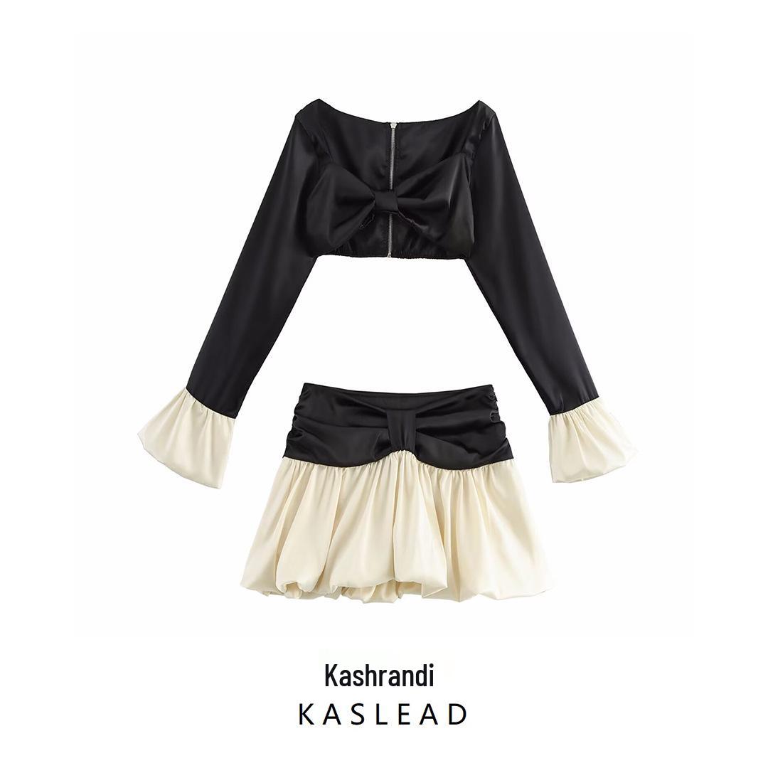 Winter 2024 Women s Color Block Long Sleeve Crop Top & Skirt Set - European & American Style Fashion M
Winter 2024 Women s Color Block Long Sleeve Crop Top & Skirt Set - European & American Style Fashion M
