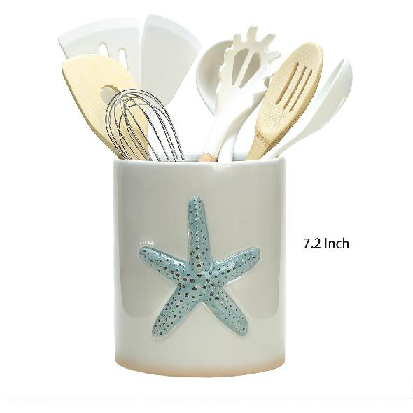 Ceramic Starfish Embossed Utensil Holder, Large Cooking Utensil Crocks for Countertop, Ocean Style Utensil Organizer for Spatula
Ceramic Starfish Embossed Utensil Holder, Large Cooking Utensil Crocks for Countertop, Ocean Style Utensil Organizer for Spatula