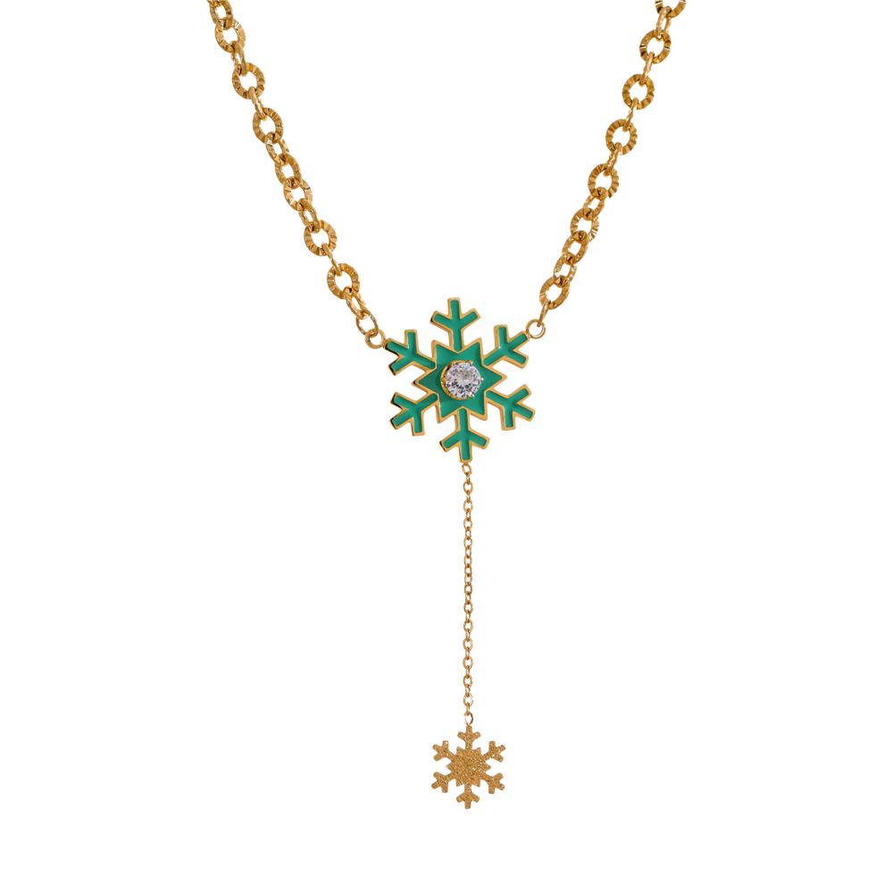 Yhpup Christmas Green Enamel Snowflake Chic Fashion Season Necklace Waterproof Jewelry for Women Gift
Yhpup Christmas Green Enamel Snowflake Chic Fashion Season Necklace Waterproof Jewelry for Women Gift