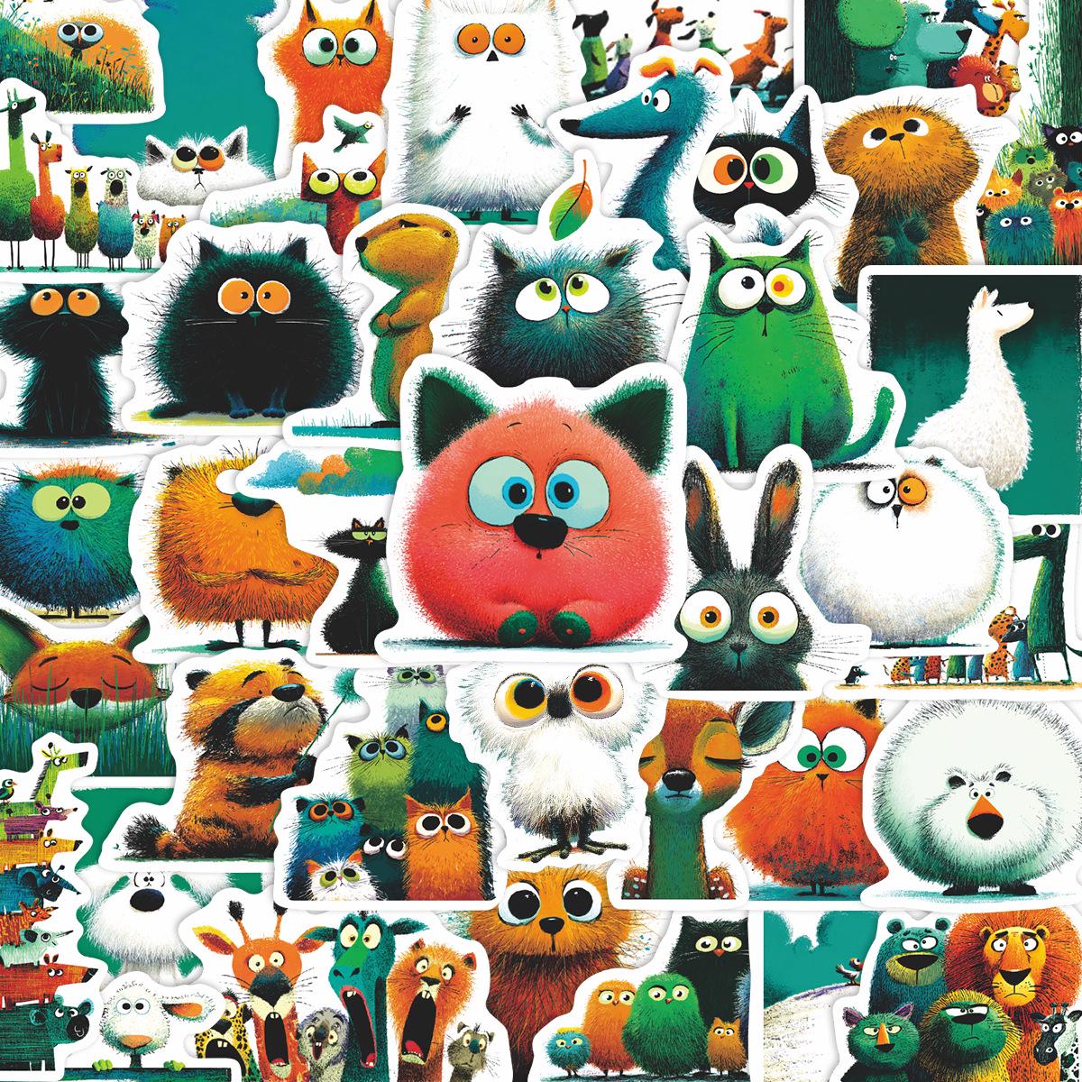 50pcs Cartoon Animal Art Stickers - Fluffy, Waterproof for Suitcase & Notebook Decoration
50pcs Cartoon Animal Art Stickers - Fluffy, Waterproof for Suitcase & Notebook Decoration