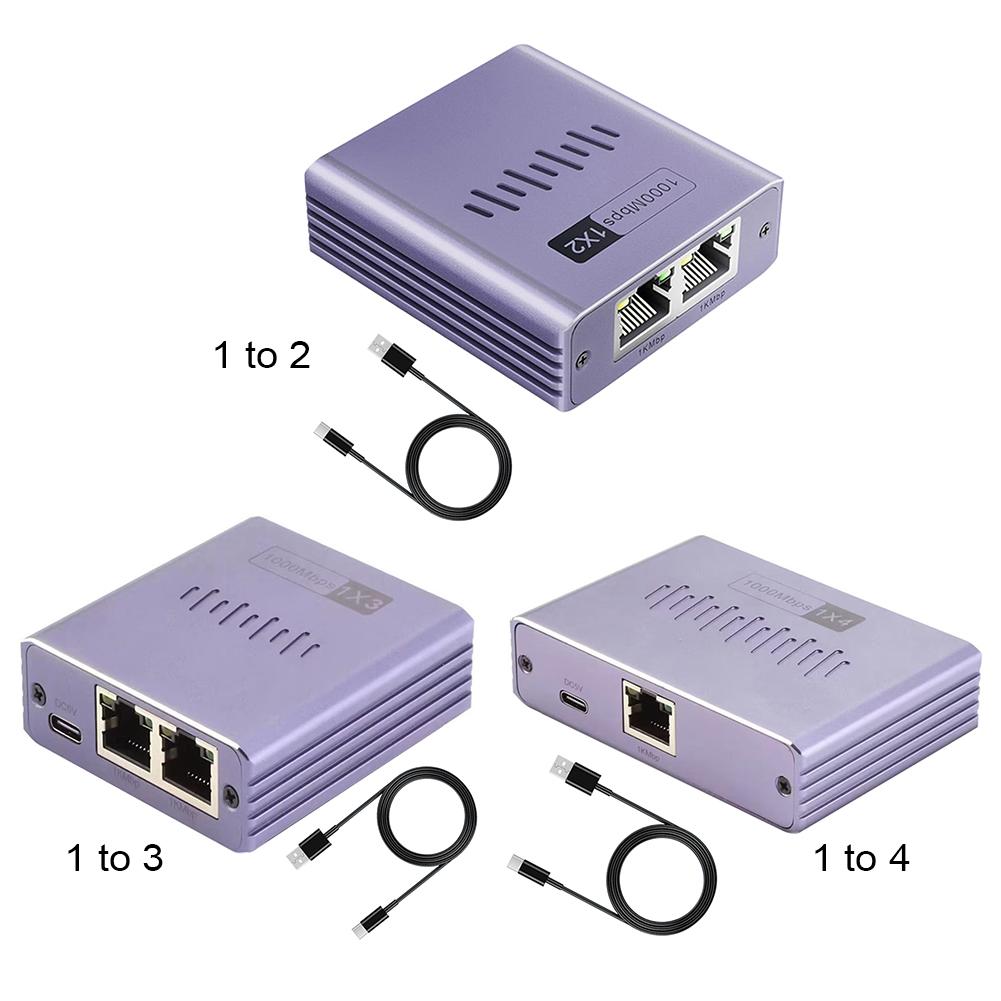 Gigabit Ethernet Splitter 1 To 2/3/4 LAN Splitter with Type-c Power Cable RJ45 Splitter Network RJ45 Splitter for Cat6/7/8 Cable 1 to 2
Gigabit Ethernet Splitter 1 To 2/3/4 LAN Splitter with Type-c Power Cable RJ45 Splitter Network RJ45 Splitter for Cat6/7/8 Cable 1 to 2