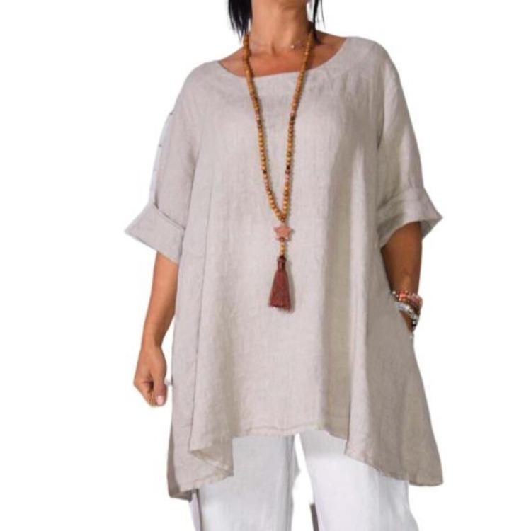 Summer Long Sleeve Pullover Blouse Solid Color O Neck Mid Length Irregular Hem Female Clothing 3XL абрикосовый
Summer Long Sleeve Pullover Blouse Solid Color O Neck Mid Length Irregular Hem Female Clothing 3XL абрикосовый