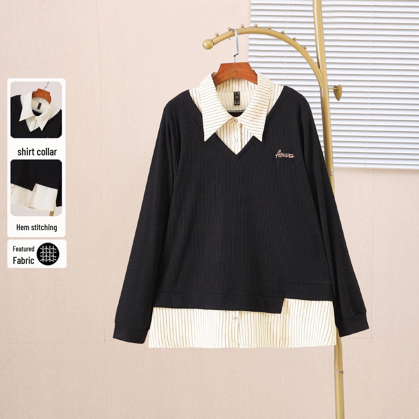 Plus Size Striped Polo Collar Shirt for Women - Slimming Two-Piece Look, Spring/Autumn 8XL (210-250 jin) чёрный
Plus Size Striped Polo Collar Shirt for Women - Slimming Two-Piece Look, Spring/Autumn 8XL (210-250 jin) чёрный