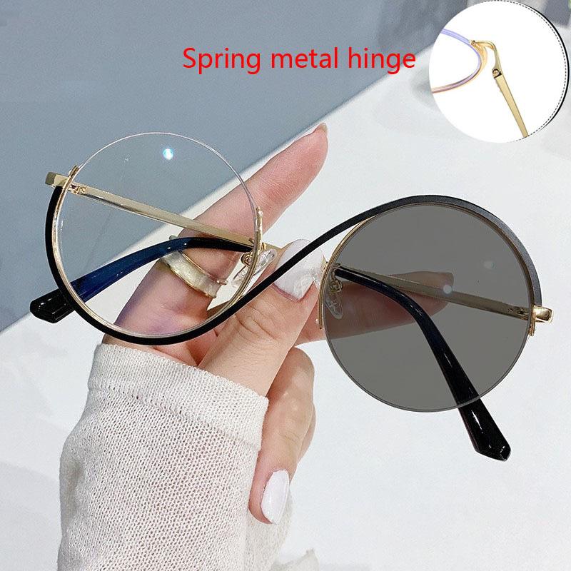 Color-Changing Sunglasses Anti-Blue Light Flat Lenses Spring Legs Hanging Wire Half-Frame Glasses Metal Material Can Custom Color change
Color-Changing Sunglasses Anti-Blue Light Flat Lenses Spring Legs Hanging Wire Half-Frame Glasses Metal Material Can Custom Color change
