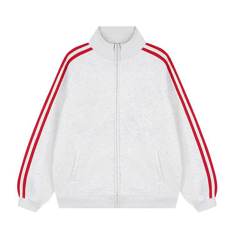 Versatile Fleece Zip-Up Sweatshirt with Three Stripes and Stand-Up Collar M
Versatile Fleece Zip-Up Sweatshirt with Three Stripes and Stand-Up Collar M