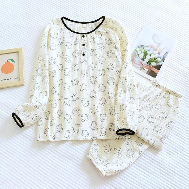 New Spring and Autumn Women s Pajamas Set 100% Cotton Crepe Cute Long-sleeved Pants Two-piece Set with Loose Print M
New Spring and Autumn Women s Pajamas Set 100% Cotton Crepe Cute Long-sleeved Pants Two-piece Set with Loose Print M