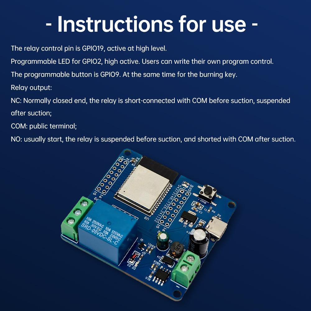 DC 5-60V Single Relay Module onboard ESP32-C6 WIFI Bluetooth5.3 Development Board Module Type-C Interface Supports SPI/UART /I2C
DC 5-60V Single Relay Module onboard ESP32-C6 WIFI Bluetooth5.3 Development Board Module Type-C Interface Supports SPI/UART /I2C