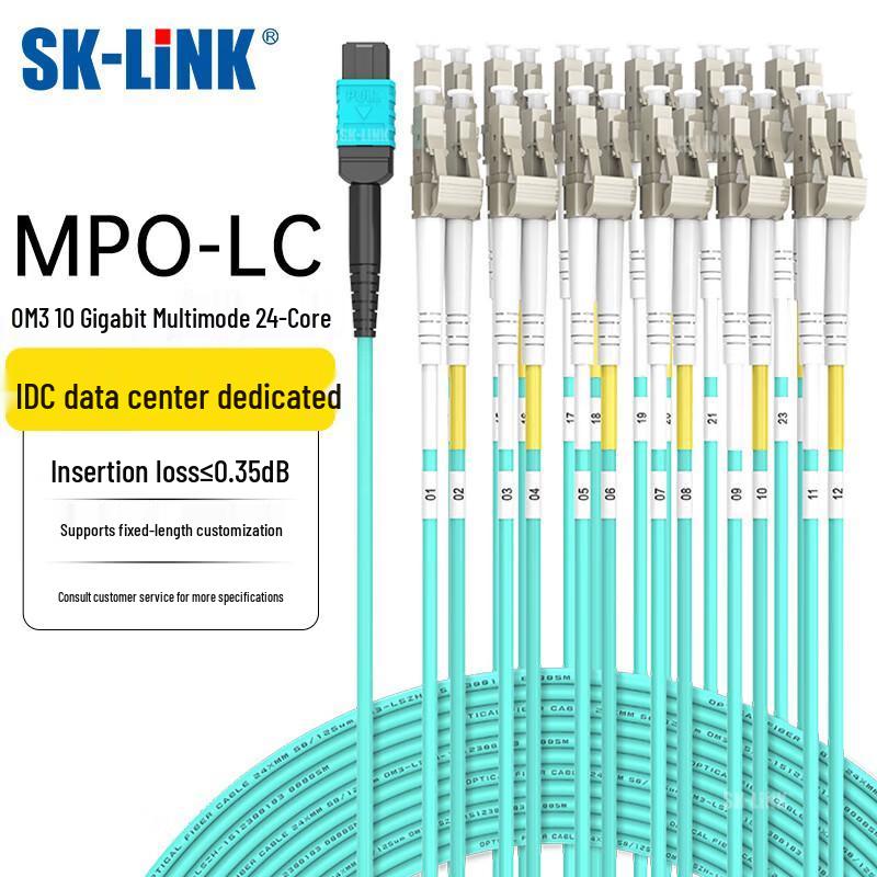 SK-LINK MPO-LC 24-Core OM3 Multimode Fiber Optic Patch Cable
SK-LINK MPO-LC 24-Core OM3 Multimode Fiber Optic Patch Cable