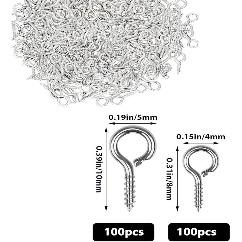 8/10mm Mini Screw Eye Pins Metal Eyepins Hooks Eyelets Screw Threaded Pendant Clasps Jewelry Findings for Making DIY Accessories
8/10mm Mini Screw Eye Pins Metal Eyepins Hooks Eyelets Screw Threaded Pendant Clasps Jewelry Findings for Making DIY Accessories