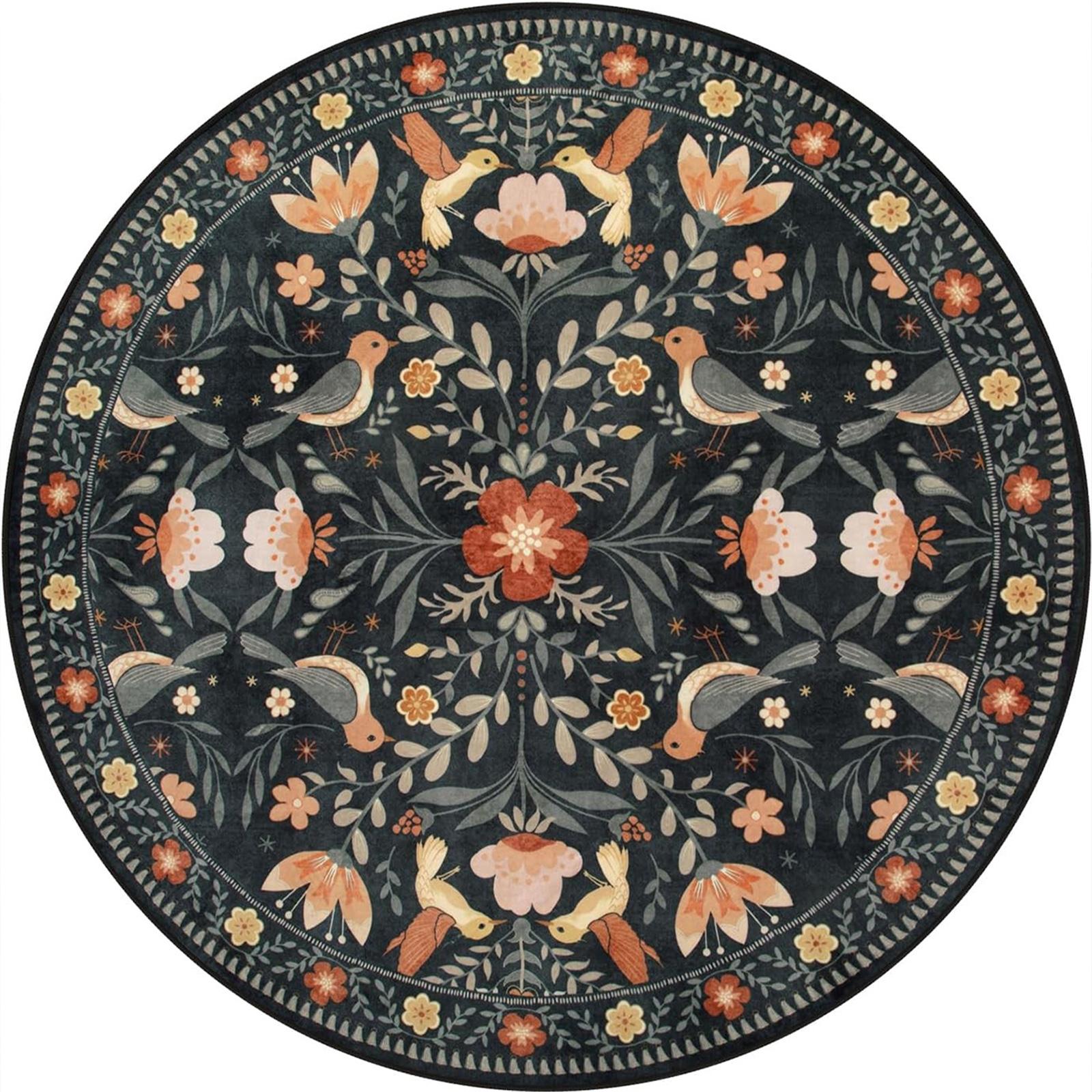 Decorative Floral Round Area Rug with Black Background Perfect for Adding a Touch of Nature to Your Living Space 80cm
Decorative Floral Round Area Rug with Black Background Perfect for Adding a Touch of Nature to Your Living Space 80cm