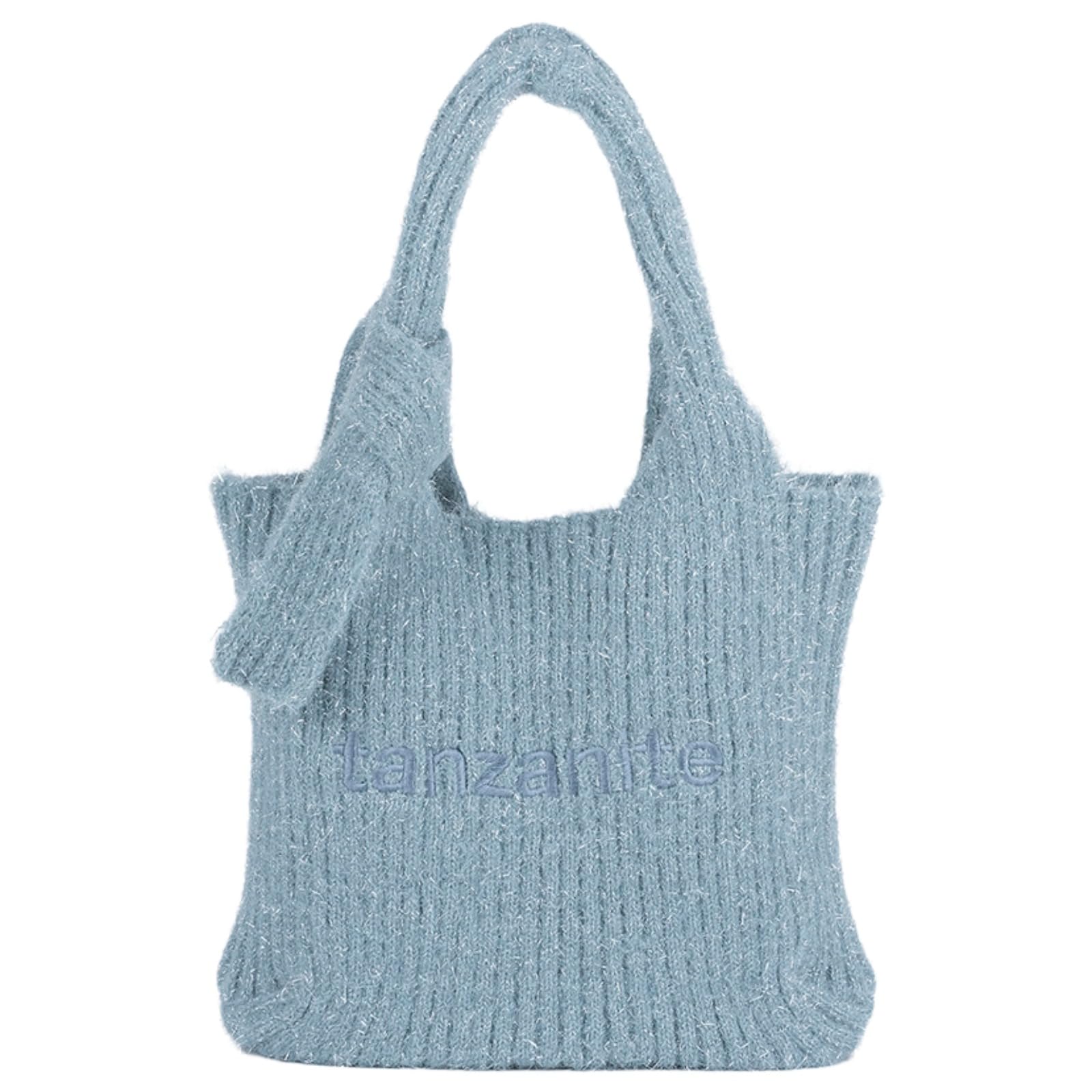 Finissage Gem Lame Shaggy Logo Bag, a compact, glittery, shaggy knit handbag for women. Stylish, blue.
Finissage Gem Lame Shaggy Logo Bag, a compact, glittery, shaggy knit handbag for women. Stylish, blue.
