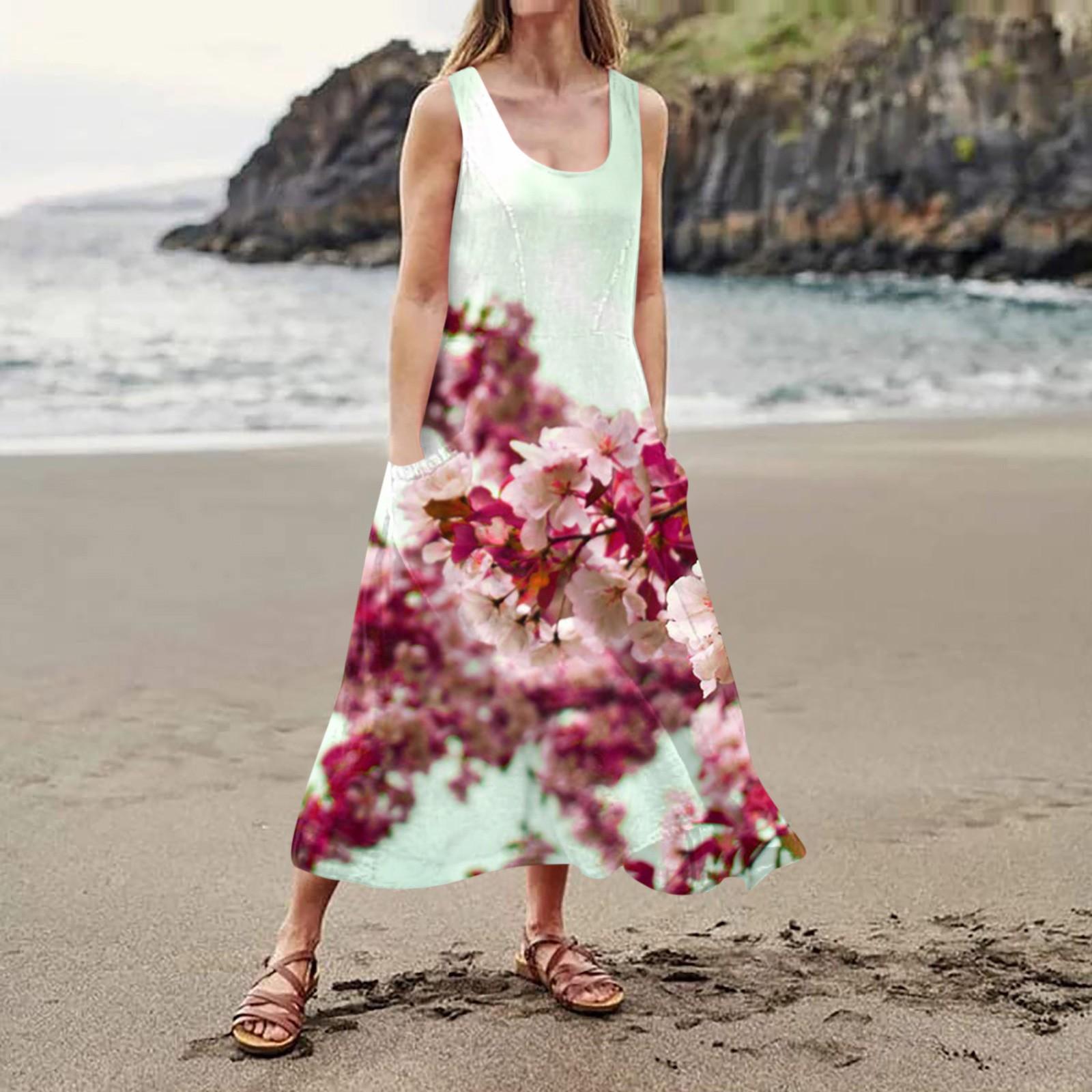 Женское повседневное удобное хлопковое карманное платье без рукавов с цветочным принтом L горячий розовый
Женское повседневное удобное хлопковое карманное платье без рукавов с цветочным принтом L горячий розовый