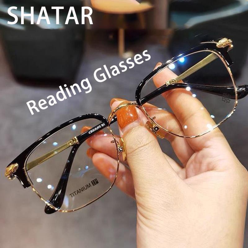 Shatar New Fashion Metal Half-frame Reading Glasses Men Women Big Face Widening Eye Protection Anti-Blue Light Business High-End +150 золотой
Shatar New Fashion Metal Half-frame Reading Glasses Men Women Big Face Widening Eye Protection Anti-Blue Light Business High-End +150 золотой