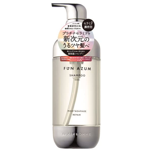 FUN AZUM Moist & Damage R Shampoo 450mL 20 years of hair quality research, supervised by Air Salon Platinum ceramide New dimension of glossy hair
FUN AZUM Moist & Damage R Shampoo 450mL 20 years of hair quality research, supervised by Air Salon Platinum ceramide New dimension of glossy hair
