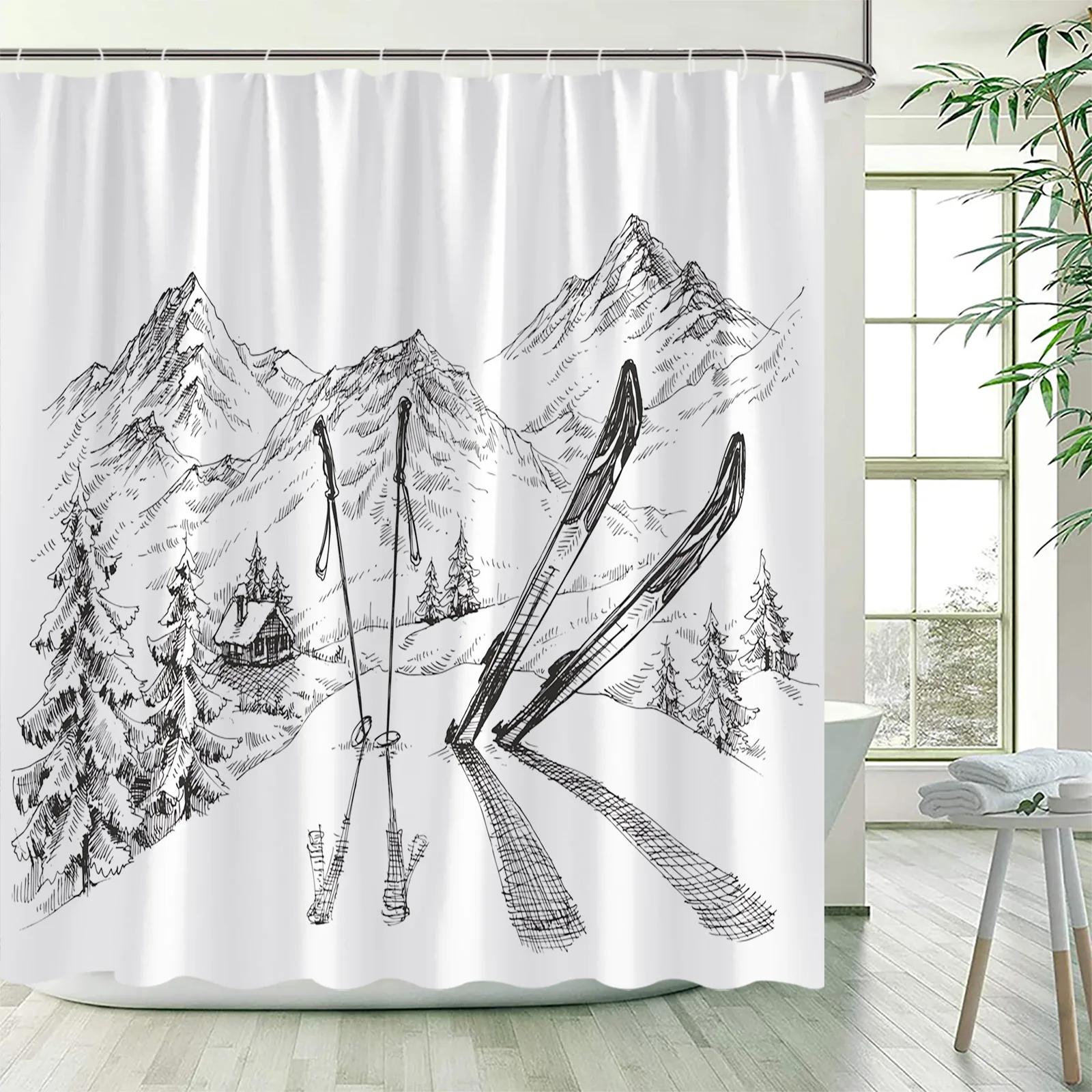 Winter Skiing Shower Curtain Set Modern Ski Station Snow Mountain Pine Tree Forest Bath Curtains Blue Christmas Bathroom Decor W180H210(CM)-1 Pcs
Winter Skiing Shower Curtain Set Modern Ski Station Snow Mountain Pine Tree Forest Bath Curtains Blue Christmas Bathroom Decor W180H210(CM)-1 Pcs