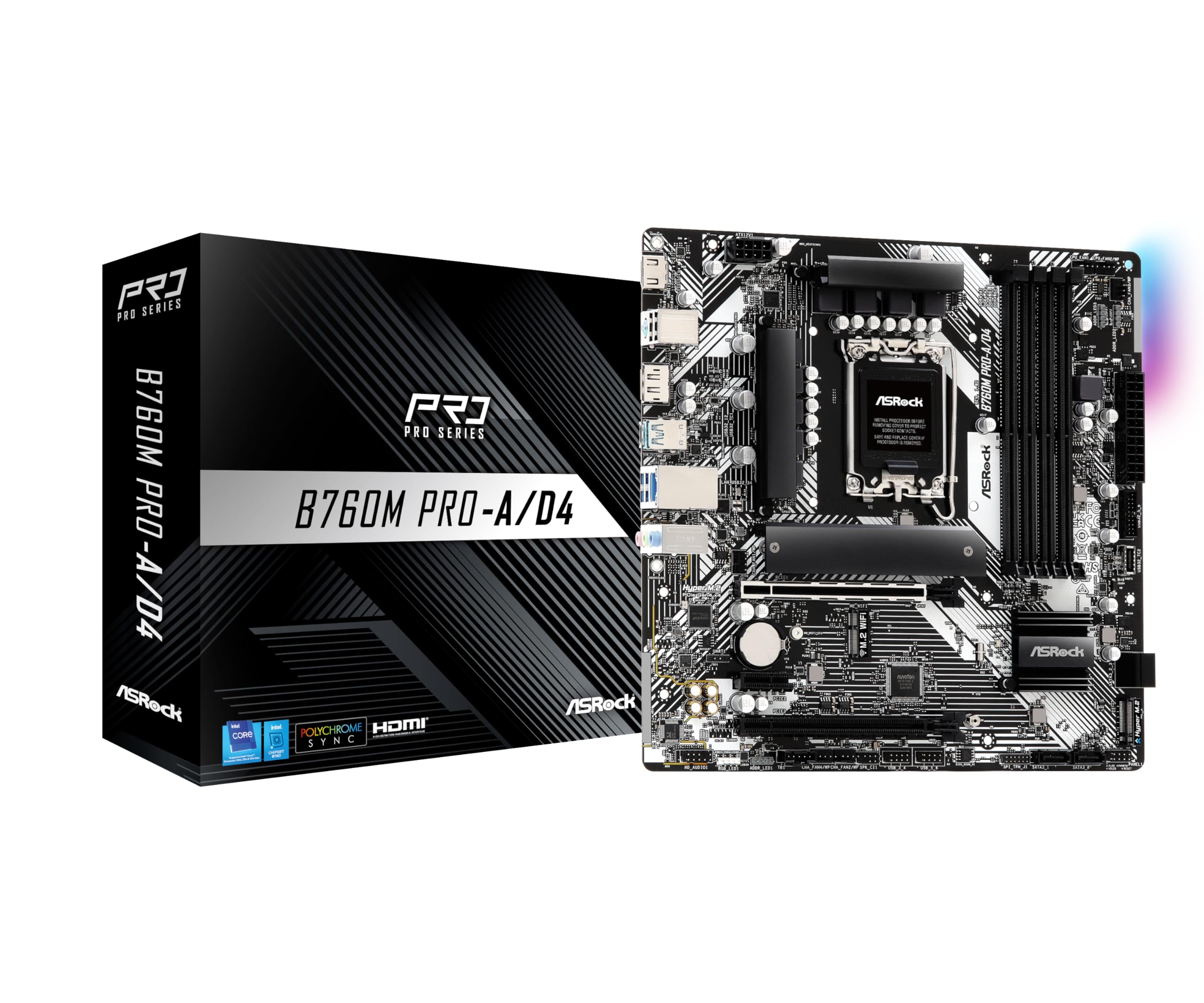ASRock Motherboard B760M Compatible with Intel 12th and 13th Generation CPU B760 Chipset DDR4 Micro ATX Motherboard Authorized Distributor Pro-A/D4 чорний
ASRock Motherboard B760M Compatible with Intel 12th and 13th Generation CPU B760 Chipset DDR4 Micro ATX Motherboard Authorized Distributor Pro-A/D4 чорний