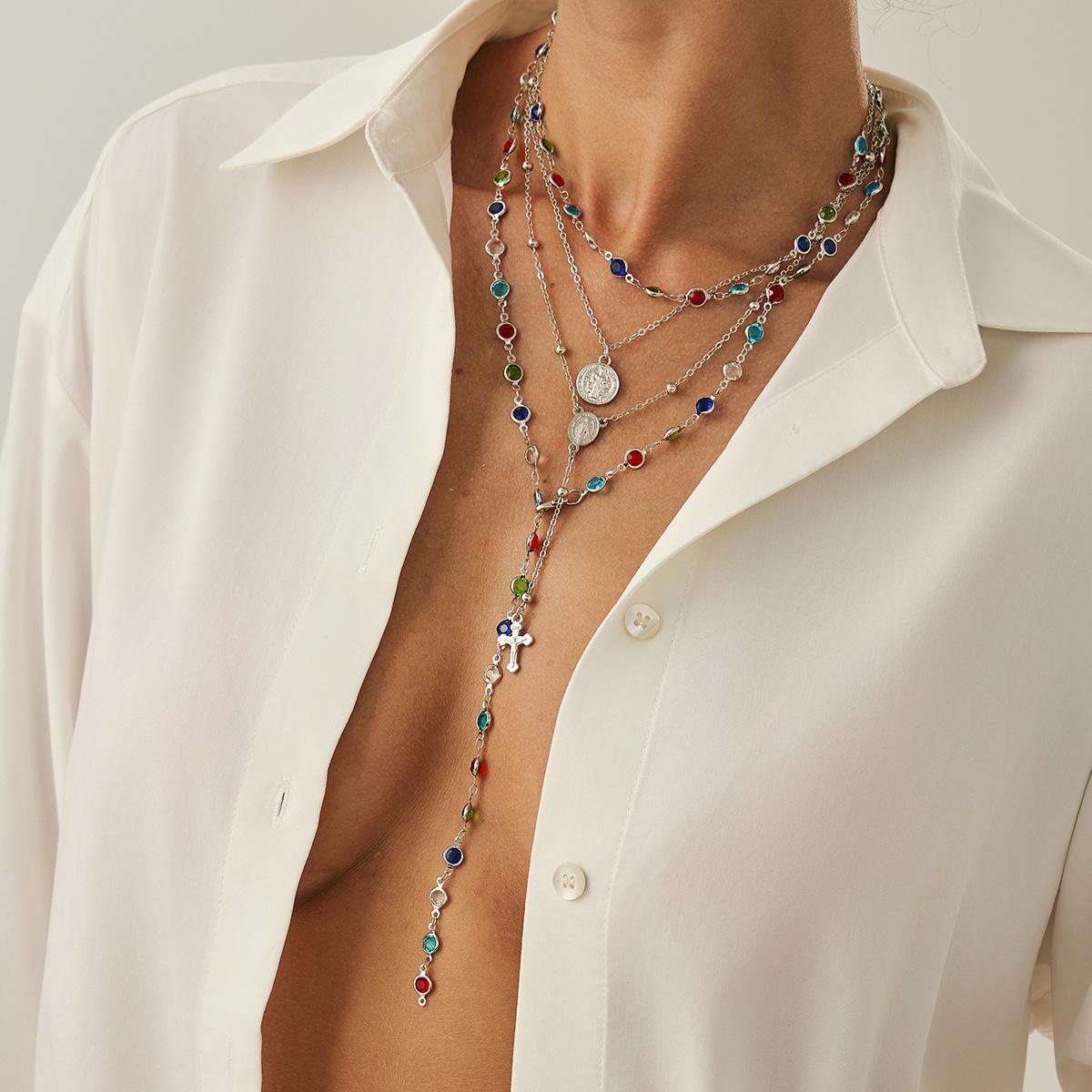 4PC Crystal Colorful Bead Choker Necklace,Summer Beach Multi Crystal Chest Chain Jewelry Rhinestone Cross Pendant Long Tassel Clavicle Chain for Women one size
4PC Crystal Colorful Bead Choker Necklace,Summer Beach Multi Crystal Chest Chain Jewelry Rhinestone Cross Pendant Long Tassel Clavicle Chain for Women one size
