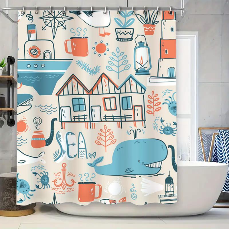 Waterproof Coastal Cottage Shower Curtain With Whimsical Houses For A Beachy Bathroom Style W60H190(CM)-1 Pcs
Waterproof Coastal Cottage Shower Curtain With Whimsical Houses For A Beachy Bathroom Style W60H190(CM)-1 Pcs
