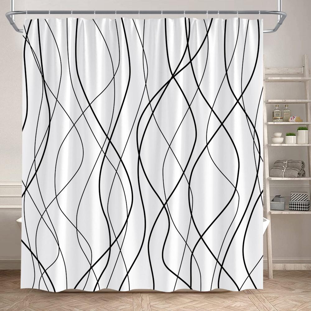 Black Striped Shower Curtains Modern Minimalism Lines Art Polyester Fabric Bathroom Bathtub Decor Bath Curtain Set With Hooks W60H190(CM)-1 Pcs
Black Striped Shower Curtains Modern Minimalism Lines Art Polyester Fabric Bathroom Bathtub Decor Bath Curtain Set With Hooks W60H190(CM)-1 Pcs