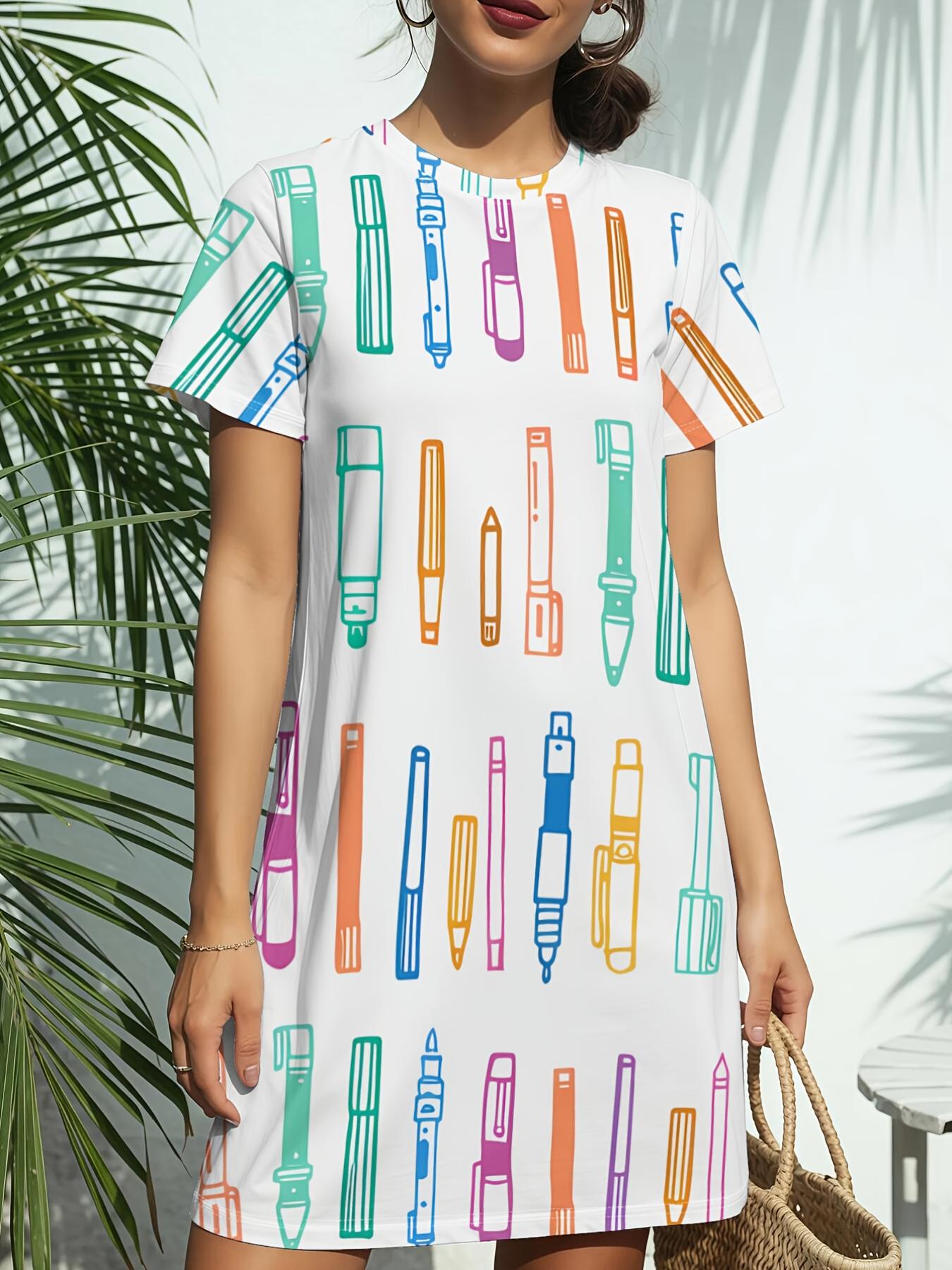 Colorful Letter Fun Print New Women S Round Neck Short Sleeve T-Shirt Dress. American Style Trendy Digital Printing. Casual And Versatile for Spring A 5XL дубильная кора
Colorful Letter Fun Print New Women S Round Neck Short Sleeve T-Shirt Dress. American Style Trendy Digital Printing. Casual And Versatile for Spring A 5XL дубильная кора