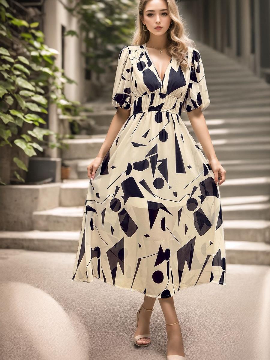 Summer V-Neck Printed Waist Empire Dress XXL абрикосовий
Summer V-Neck Printed Waist Empire Dress XXL абрикосовий