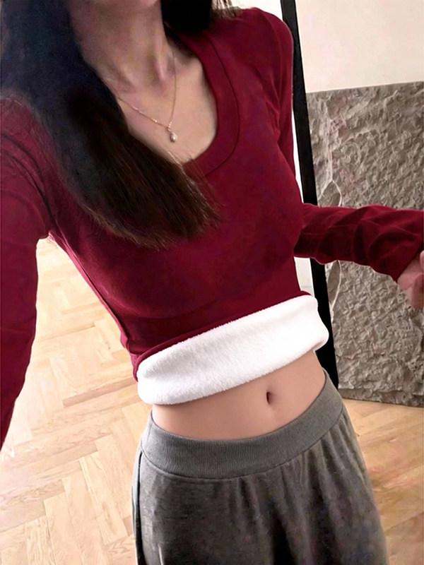 Women s Red Retro U-Neck Long-Sleeve T-Shirt, Winter 2025 Velvet Thickened Warm Base Layer Top XL (115-130 lbs)
Women s Red Retro U-Neck Long-Sleeve T-Shirt, Winter 2025 Velvet Thickened Warm Base Layer Top XL (115-130 lbs)