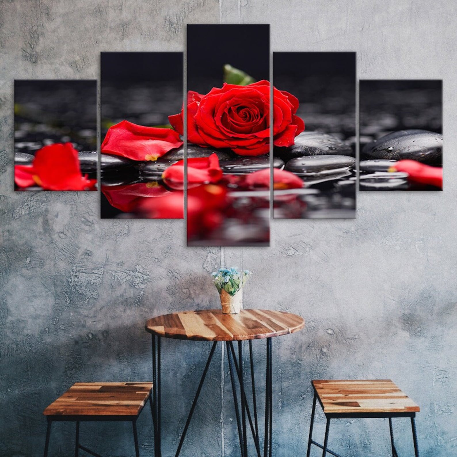 Red Rose Flower Black Stones Water Reflection 5 Piece Five Panel Wall Canvas Print Modern Art Poster Picture Home Decor Gift For Him For Her 20X35 20X45 20X55CM
Red Rose Flower Black Stones Water Reflection 5 Piece Five Panel Wall Canvas Print Modern Art Poster Picture Home Decor Gift For Him For Her 20X35 20X45 20X55CM
