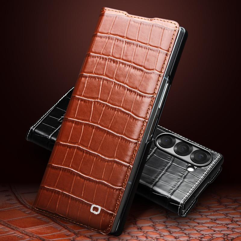 QIALINO For Samsung Galaxy Z Fold6 5G Case Crocodile Texture Genuine Cow Leather Flip Phone Cover Black
QIALINO For Samsung Galaxy Z Fold6 5G Case Crocodile Texture Genuine Cow Leather Flip Phone Cover Black