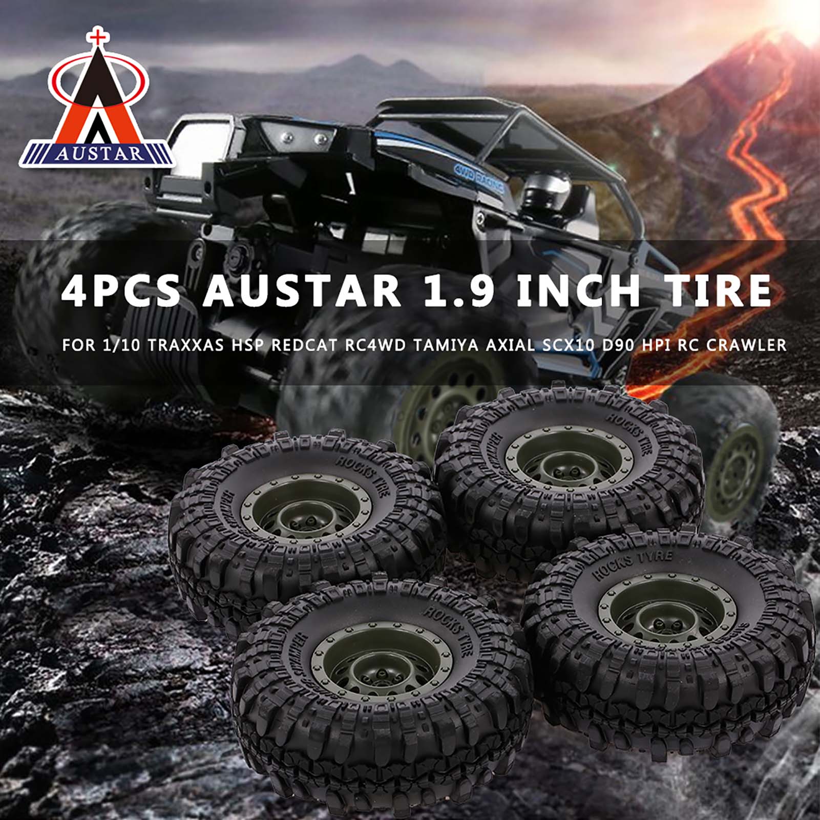 4pcs AUSTAR 110mm 1.9 Inch Rim Rubber Tyre Tire Wheel for 1/10 RC Car Traxxas HSP Redcat RC4WD Tamiya Axial SCX10 D90 HPI
4pcs AUSTAR 110mm 1.9 Inch Rim Rubber Tyre Tire Wheel for 1/10 RC Car Traxxas HSP Redcat RC4WD Tamiya Axial SCX10 D90 HPI